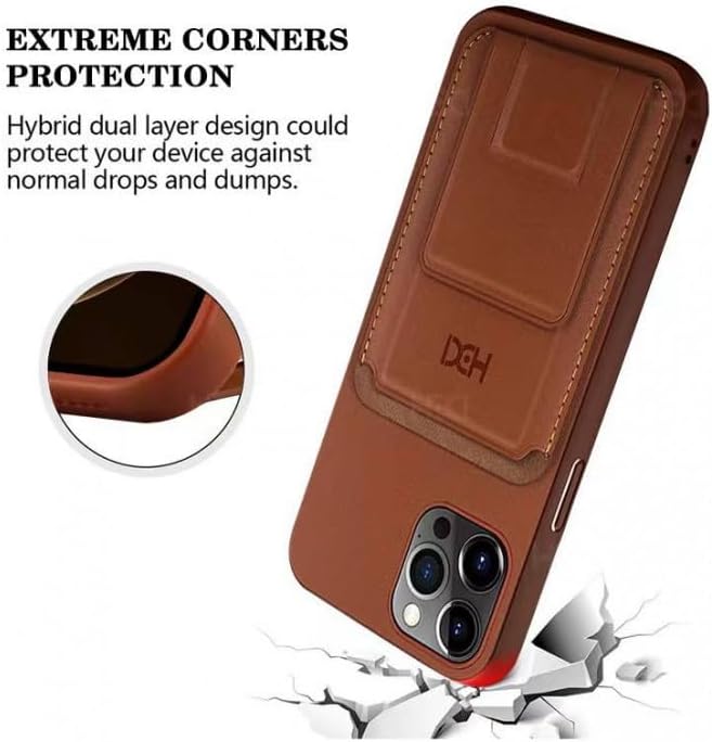 HDD iPhone 14 Pro Ultra Slim Phone Case with Card Holder Grip | Brown HDD iPhone 14 Pro Ultra Slim Phone Case with Card Holder Grip | Brown